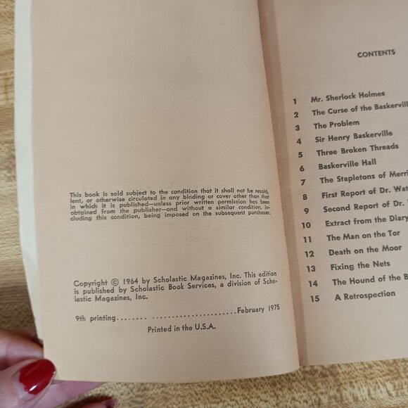 The Hound of the Baskervilles Novel by Sir Arthur Conan Doyle Scholastic 1975 VG - Picture 6 of 9